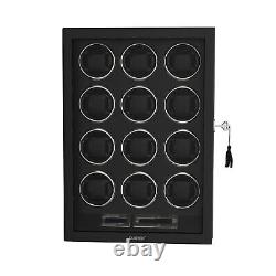 LED Automatic 12 Watch Winder LCD Touch Screen Display Case Storage Organizer US