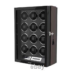 LED Automatic 12 Watch Winder LCD Touch Screen Display Case Storage Organizer US