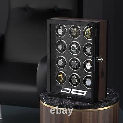LED Automatic 12 Watch Winder LCD Touch Screen Display Case Storage Organizer US