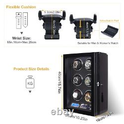 LED Automatic 6 Watches Box Watch Winder LCD Touch Screen Display Case Storage