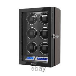 LED Automatic 6 Watches Box Watch Winder LCD Touch Screen Display Case Storage