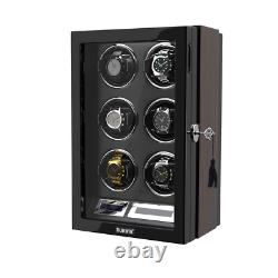 LED Automatic 6 Watches Box Watch Winder LCD Touch Screen Display Case Storage