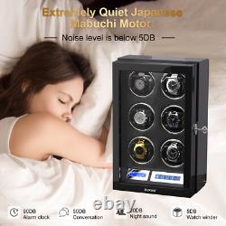 LED Automatic 6 Watches Box Watch Winder LCD Touch Screen Display Case Storage