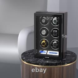 LED Automatic 6 Watches Box Watch Winder LCD Touch Screen Display Case Storage