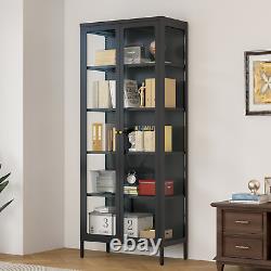 LED Curio Display Cabinet 5-Tiers Storage Shelves Bookcase with Adjustable Shelves