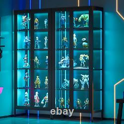 LED Curio Display Cabinet 5-Tiers Storage Shelves Bookcase with Adjustable Shelves