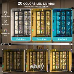 LED Curio Display Cabinet 5-Tiers Storage Shelves Bookcase with Adjustable Shelves