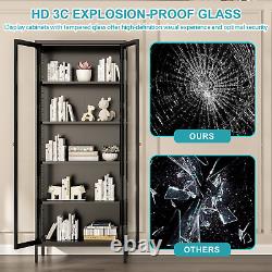 LED Curio Display Cabinet 5-Tiers Storage Shelves Bookcase with Adjustable Shelves