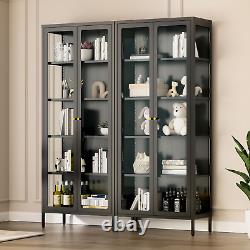 LED Curio Display Cabinet 5-Tiers Storage Shelves Bookcase with Adjustable Shelves