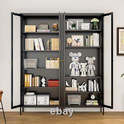 LED Curio Display Cabinet 5-Tiers Storage Shelves Bookcase with Adjustable Shelves