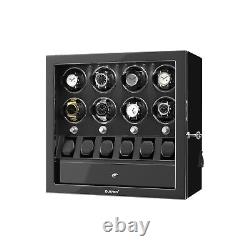 LED Light 8 Automatic Watch Winder Case With 6 Watches Display Storage Box Gift