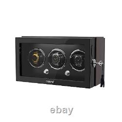 LED Light Automatic Rotation 3 Watch Winder Storage Display Case Box Quiet Motor