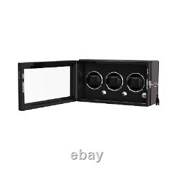 LED Light Automatic Rotation 3 Watch Winder Storage Display Case Box Quiet Motor