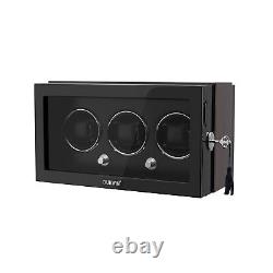 LED Light Automatic Rotation 3 Watch Winder Storage Display Case Box Quiet Motor