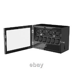 LED Light Automatic Watch Winder Box Display Storage Case With Jewellery Drawer