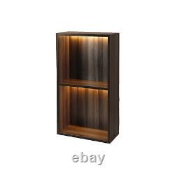 LHYWEHE 2 or 3 Tier with Light Book Shelf Bookcase Storage Cabinet Display Case