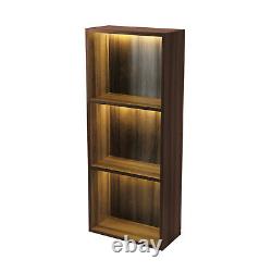 LHYWEHE 2 or 3 Tier with Light Book Shelf Bookcase Storage Cabinet Display Case