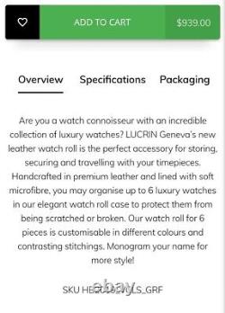 LUCRIN 6 Watch Luxury Leather Travel Carry Case Roll Storage Display Box $939