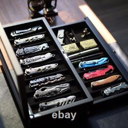 LUXURY Walnut Wood Knife Display Case Vintage Cabinet Wrist Watch Storage Box US