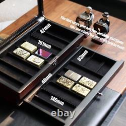 LUXURY Walnut Wood Knife Display Case Vintage Cabinet Wrist Watch Storage Box US
