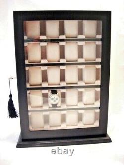 Large 20 Slot Wrist Watch Box Black Wood Storage Display Wall Cabinet Case Chest