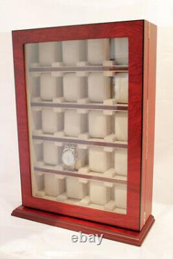 Large 20 Wrist Watch Storage Cabinet Chest Box Display Budinga Wood Case Matt