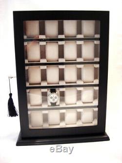 Large 20 Wrist Watch Storage Cabinet Chest Box Display Wood Case Matt Black