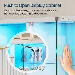 Large Display Case with LED Lights, Rounded Display Cabinet for Collectibles