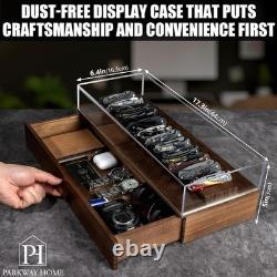 Large Pocket Knife Display Case for for 24 Knives Wooden Knife Collection Case