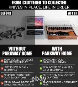 Large Pocket Knife Display Case for for 24 Knives Wooden Knife Collection Case