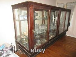 Large Rare Antique Wooden Glass Showcase Display Hardware Candy Store Furniture