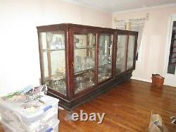 Large Rare Antique Wooden Glass Showcase Display Hardware Candy Store Furniture