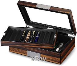 Lifomenz Co Pen Display Box Ebony Wood Pen Display Case, Fountain Pen Storage Pen