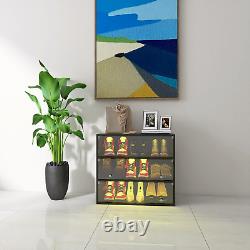 Light Shoe Box Three Layer Glass Door Storage Display Case Organizer