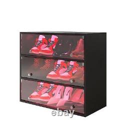 Light Shoe Box Three Layer Glass Door Storage Display Case Organizer