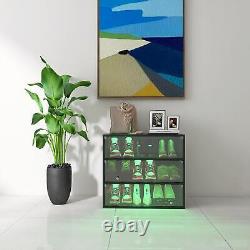 Light Shoe Box Three Layer Glass Door Storage Display Case Organizer
