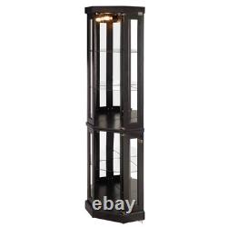 Lighted Corner Curio Cabinet Elegant Glass Display Case Storage for Living Room