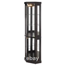 Lighted Corner Curio Cabinet Elegant Glass Display Case Storage for Living Room