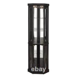 Lighted Corner Curio Cabinet Elegant Glass Display Case Storage for Living Room