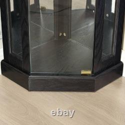 Lighted Corner Curio Cabinet Elegant Glass Display Case Storage for Living Room