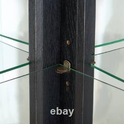 Lighted Corner Curio Cabinet Elegant Glass Display Case Storage for Living Room