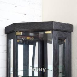 Lighted Corner Curio Cabinet Elegant Glass Display Case Storage for Living Room