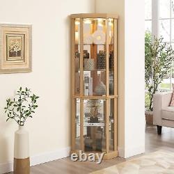 Lighted Curio Cabinet Display Case, Corner Glass Cabinet withAdjustable Shelves