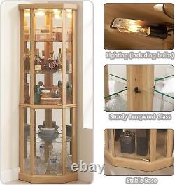 Lighted Curio Cabinet Display Case, Corner Glass Cabinet withAdjustable Shelves