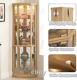 Lighted Curio Cabinet Display Case, Corner Glass Cabinet withAdjustable Shelves