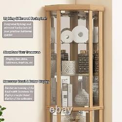 Lighted Curio Cabinet Display Case, Corner Glass Cabinet withAdjustable Shelves