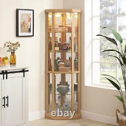 Lighted Curio Cabinet Display Case, Corner Glass Cabinet withAdjustable Shelves
