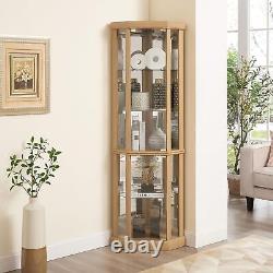 Lighted Curio Cabinet Display Case, Corner Glass Cabinet withAdjustable Shelves