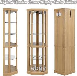 Lighted Curio Cabinet Display Case, Corner Glass Cabinet withAdjustable Shelves