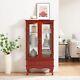 Lighted Glass Display Curio Accent Storage Cabinet With1 Drawer 3-tier Curio Case